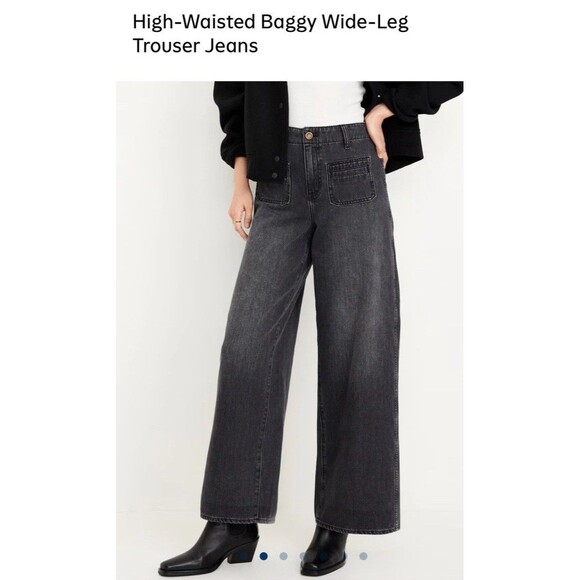 Old Navy High Rise Baggy Wide Leg Jeans LOT OF 2 ) 100% Cotton Size 12 NWT - Picture 3 of 16